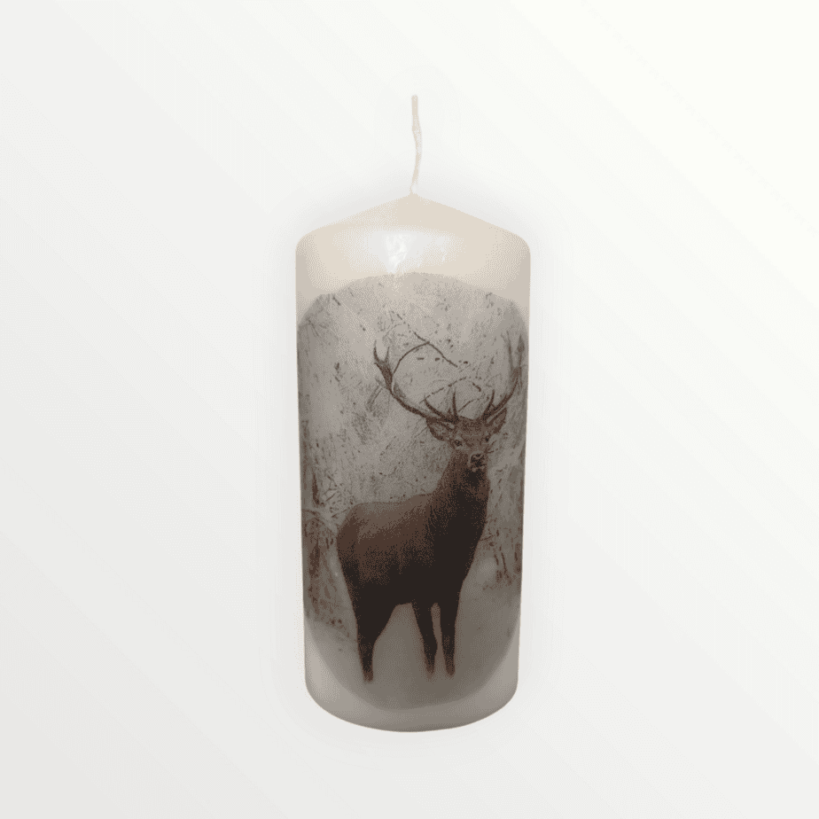 Decoupaged Pillar Candle - Stag - Image 1