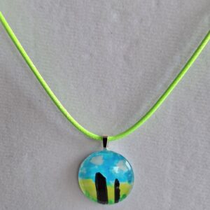 Standing Stones Hand Painted Glass Stone Pendant - Image 2
