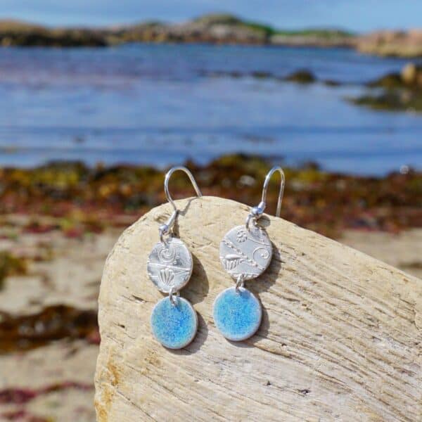 Memories of the Beach Blue Dangly Earrings