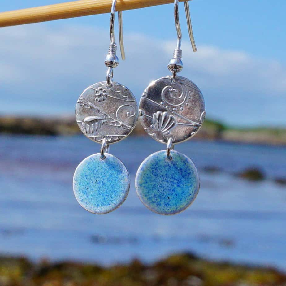 Memories of the Beach Blue Dangly Earrings - Image 2