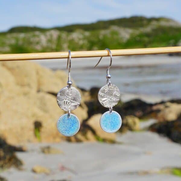 Memories of the Beach Blue Dangly Earrings