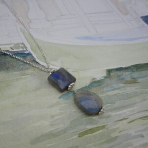 Aurora Pendant, Labradorite, Necklace, Silver Plated - Image 1