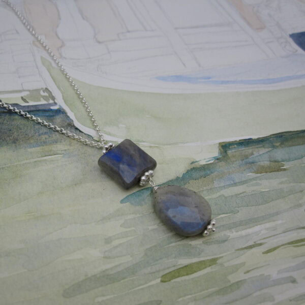 Aurora Pendant, Labradorite, Necklace, Silver Plated