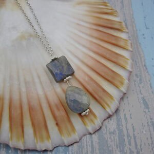 Aurora Pendant, Labradorite, Necklace, Silver Plated - Image 2