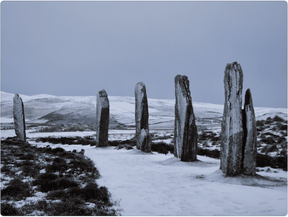 Orkney A6 photo greeting card - Ring of Brodgar in Snow