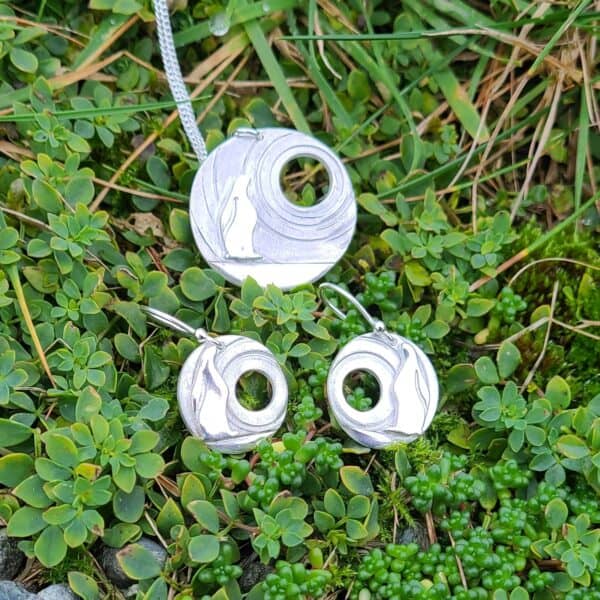 Moon Gazing Hare with Swirling Stars Pendant