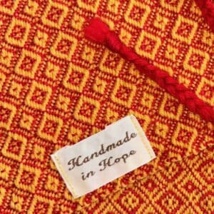 Handwoven Merino Scarf or Wrap in Zingy Sunset Red and Gold